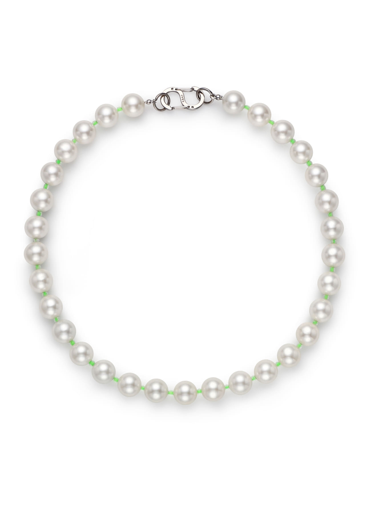 B.W.P Necklace-06 Pearl 12mm Green Beads